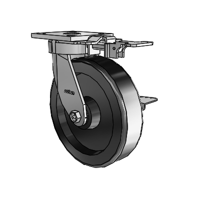 4 Series Kingpinless Casters Top Plate Swivel Caster with 8 x 2 Phenolic wheel and Side Lock Brake