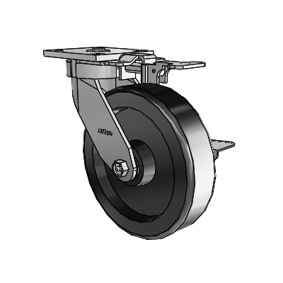 4 Series Kingpinless Casters Top Plate Swivel Caster with 8 x 2 Phenolic wheel and Side Lock Brake