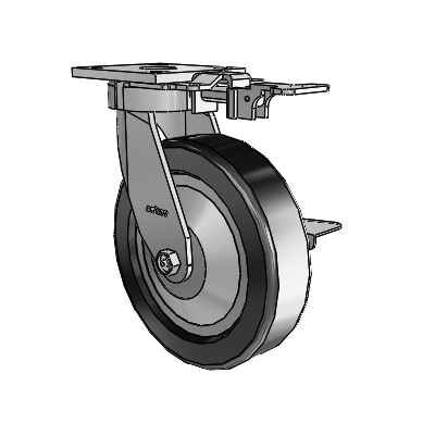 4 Series Kingpinless Casters Top Plate Swivel Caster with 8 x 2 Phenolic wheel and Side Lock Brake