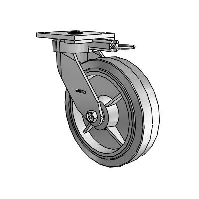 4 Series Kingpinless Casters Top Plate Swivel Caster with 8 x 2 Performa Rubber (Flat/Grey) wheel