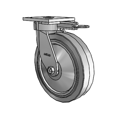 4 Series Kingpinless Casters Top Plate Swivel Caster with 8 x 2 Performa Rubber (Flat/Grey) wheel