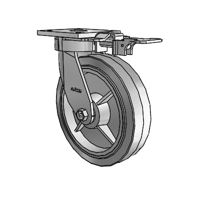 4 Series Kingpinless Casters Top Plate Swivel Caster with 8 x 2 Performa Rubber (Flat/Grey) wheel