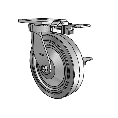 4 Series Kingpinless Casters Top Plate Swivel Caster with 8 x 2 Performa Rubber (Flat/Grey) wheel and Side Lock Brake