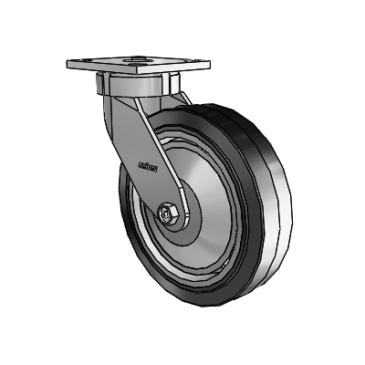 4 Series Kingpinless Casters Top Plate Swivel Caster with 8 x 2 Performa Rubber (Flat/Black) wheel