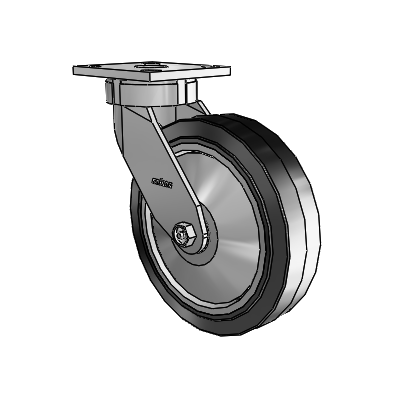 4 Series Kingpinless Casters Top Plate Swivel Caster with 8 x 2 Performa Rubber (Flat/Black) wheel