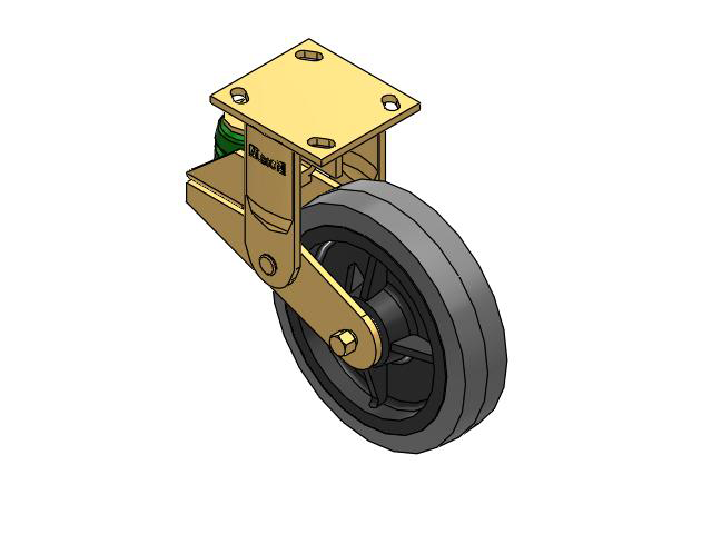 141 Series Top Plate Rigid Caster with 8 x 2 Grey Tread on Grey Core XS - Performa X-tra Soft Rubber (Flat) - Prevenz Antimicrobial Wheel