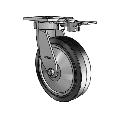 4 Series Kingpinless Casters Top Plate Swivel Caster with 8 x 2 Performa Rubber (Flat/Black) wheel