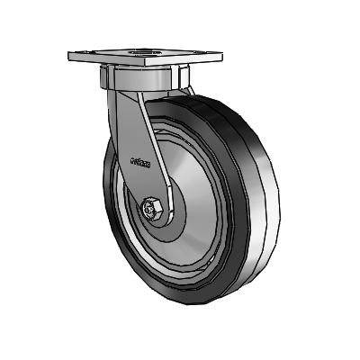 4 Series Kingpinless Casters Top Plate Swivel Caster with 8 x 2 Performa Rubber (Flat/Black) wheel
