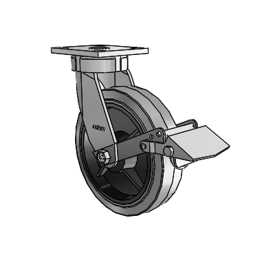 4 Series Kingpinless Casters Top Plate Swivel Caster with 8 x 2 Performa Rubber (Flat/Conductive) wheel and Tread Lock Brake
