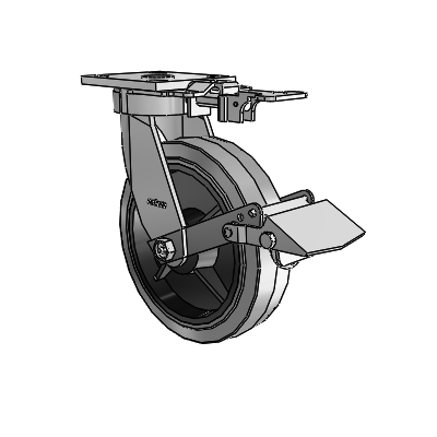 4 Series Kingpinless Casters Top Plate Swivel Caster with 8 x 2 Performa Rubber (Flat/Conductive) wheel and Tread Lock Brake