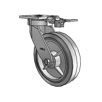 4 Series Kingpinless Casters Top Plate Swivel Caster with 8 x 2 Performa Rubber (Flat/Grey) wheel