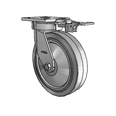 4 Series Kingpinless Casters Top Plate Swivel Caster with 8 x 2 Performa Rubber (Flat/Grey) wheel