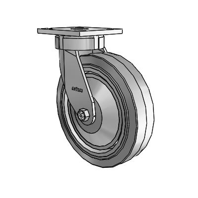 4 Series Kingpinless Casters Top Plate Swivel Caster with 8 x 2 Performa Rubber (Flat/Grey) wheel