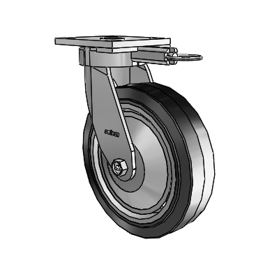4 Series Kingpinless Casters Top Plate Swivel Caster with 8 x 2 Performa Rubber (Flat/Black) wheel