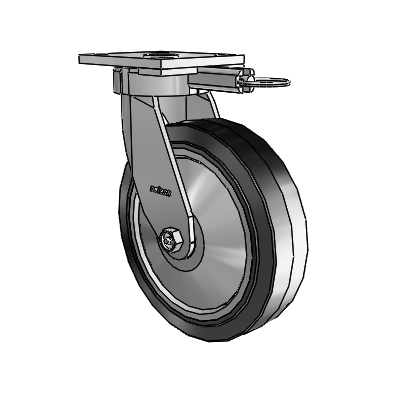 4 Series Kingpinless Casters Top Plate Swivel Caster with 8 x 2 Performa Rubber (Flat/Black) wheel