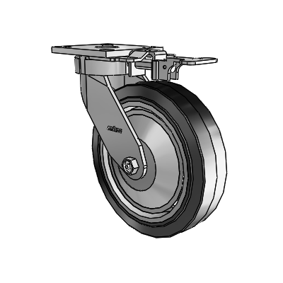 4 Series Kingpinless Casters Top Plate Swivel Caster with 8 x 2 Performa Rubber (Flat/Black) wheel