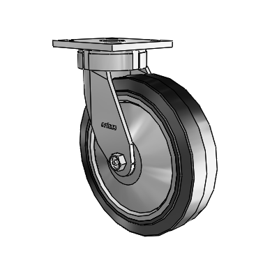 4 Series Kingpinless Casters Top Plate Swivel Caster with 8 x 2 Performa Rubber (Flat/Black) wheel