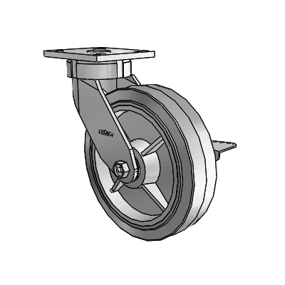 4 Series Kingpinless Casters Top Plate Swivel Caster with 8 x 2 Performa Rubber (Flat/Grey) wheel and Side Lock Brake