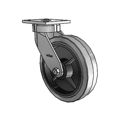4 Series Kingpinless Casters Top Plate Swivel Caster with 8 x 2 Performa Rubber (Flat/Conductive) wheel