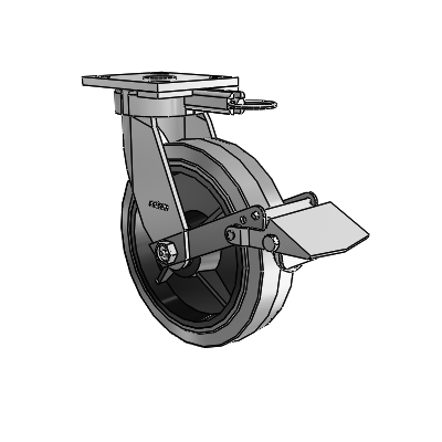 4 Series Kingpinless Casters Top Plate Swivel Caster with 8 x 2 Performa Rubber (Flat/Conductive) wheel and Tread Lock Brake