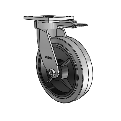4 Series Kingpinless Casters Top Plate Swivel Caster with 8 x 2 Performa Rubber (Flat/Conductive) wheel