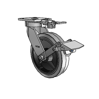 4 Series Kingpinless Casters Top Plate Swivel Caster with 8 x 2 Performa Rubber (Flat/Conductive) wheel and Tread Lock Brake