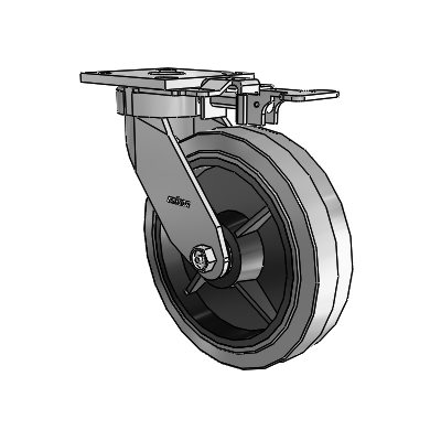 4 Series Kingpinless Casters Top Plate Swivel Caster with 8 x 2 Performa Rubber (Flat/Conductive) wheel