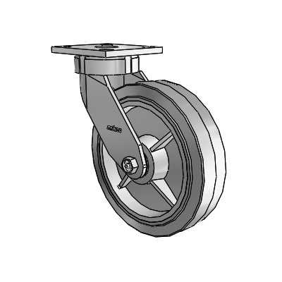 4 Series Kingpinless Casters Top Plate Swivel Caster with 8 x 2 Performa Rubber (Flat/Grey) wheel