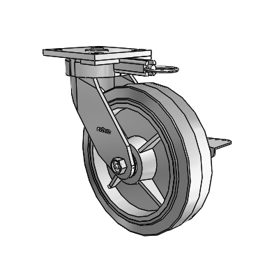 4 Series Kingpinless Casters Top Plate Swivel Caster with 8 x 2 Performa Rubber (Flat/Grey) wheel and Side Lock Brake