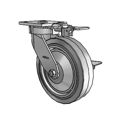 4 Series Kingpinless Casters Top Plate Swivel Caster with 8 x 2 Performa Rubber (Flat/Grey) wheel and Side Lock Brake