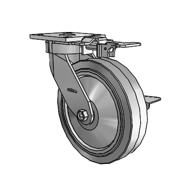 4 Series Kingpinless Casters Top Plate Swivel Caster with 8 x 2 Performa Rubber (Flat/Grey) wheel and Side Lock Brake