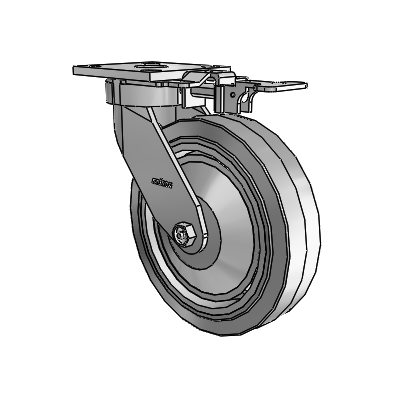 4 Series Kingpinless Casters Top Plate Swivel Caster with 8 x 2 Performa Rubber (Flat/Grey) wheel