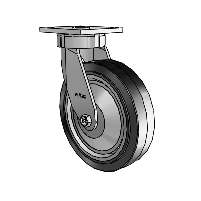 4 Series Kingpinless Casters Top Plate Swivel Caster with 8 x 2 Performa Rubber (Flat/Black) wheel