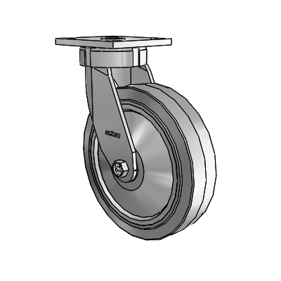 4 Series Kingpinless Casters Top Plate Swivel Caster with 8 x 2 Performa Rubber (Flat/Grey) wheel