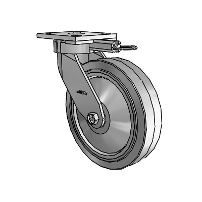 4 Series Kingpinless Casters Top Plate Swivel Caster with 8 x 2 Performa Rubber (Flat/Grey) wheel