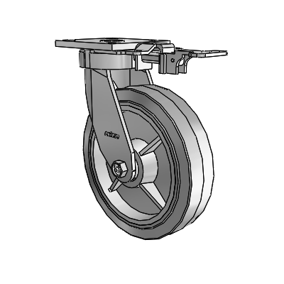 4 Series Kingpinless Casters Top Plate Swivel Caster with 8 x 2 Performa Rubber (Flat/Grey) wheel