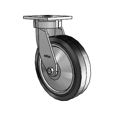 4 Series Kingpinless Casters Top Plate Swivel Caster with 8 x 2 Performa Rubber (Flat/Black) wheel