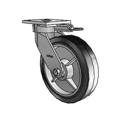 4 Series Kingpinless Casters Top Plate Swivel Caster with 8 x 2 Performa Rubber (Flat/Black) wheel