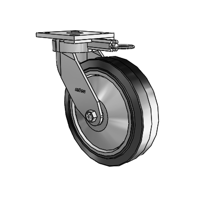 4 Series Kingpinless Casters Top Plate Swivel Caster with 8 x 2 Performa Rubber (Flat/Black) wheel