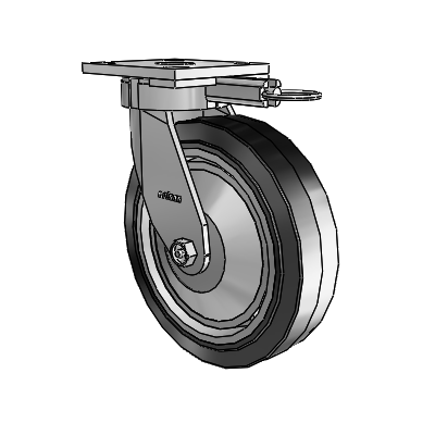 4 Series Kingpinless Casters Top Plate Swivel Caster with 8 x 2 Performa Rubber (Flat/Black) wheel