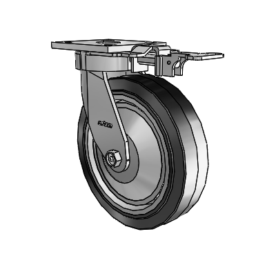 4 Series Kingpinless Casters Top Plate Swivel Caster with 8 x 2 Performa Rubber (Flat/Black) wheel