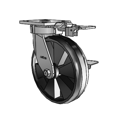 4 Series Kingpinless Casters Top Plate Swivel Caster with 8 x 2 Maxim wheel and Side Lock Brake