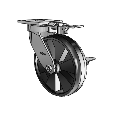 4 Series Kingpinless Casters Top Plate Swivel Caster with 8 x 2 Maxim wheel and Side Lock Brake