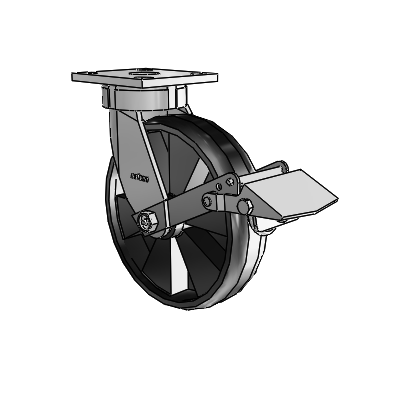 4 Series Kingpinless Casters Top Plate Swivel Caster with 8 x 2 Maxim wheel and Tread Lock Brake