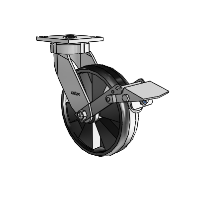 4 Series Kingpinless Casters Top Plate Swivel Caster with 8 x 2 Maxim wheel and Tread Lock Brake