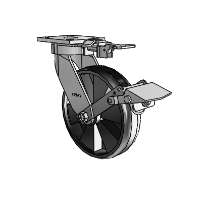 4 Series Kingpinless Casters Top Plate Swivel Caster with 8 x 2 Maxim wheel and Tread Lock Brake