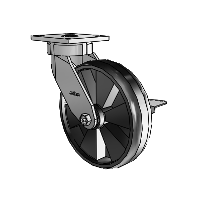 4 Series Kingpinless Casters Top Plate Swivel Caster with 8 x 2 Maxim wheel and Side Lock Brake