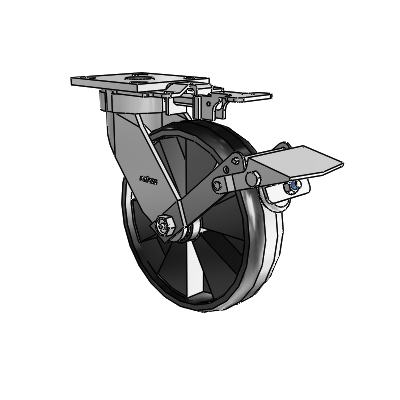 4 Series Kingpinless Casters Top Plate Swivel Caster with 8 x 2 Maxim wheel and Tread Lock Brake