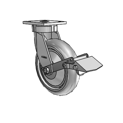 4 Series Kingpinless Casters Top Plate Swivel Caster with 8 x 2 Performa Rubber (Round/Grey) wheel and Tread Lock Brake