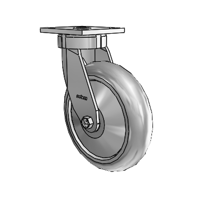 4 Series Kingpinless Casters Top Plate Swivel Caster with 8 x 2 Performa Rubber (Round/Grey) wheel